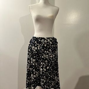 Anthropologie Maeve Black White Splatter Wrap Midi Skirt Size Medium